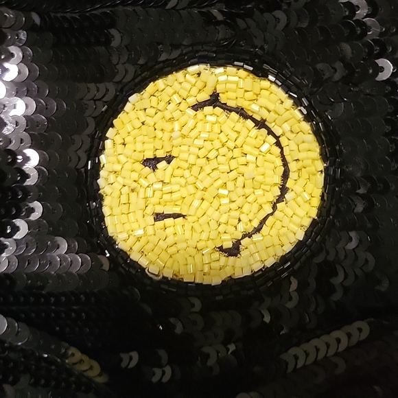 NWt 4 8 black yellow Alice + Olivia smiley mini sequin skirt happy barbiecore - Picture 4 of 10